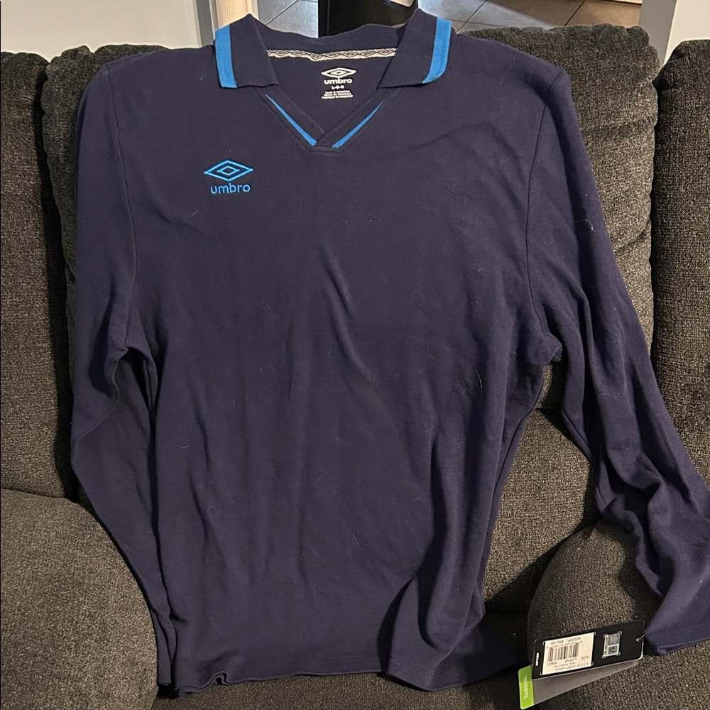 Umbro Men's Dark Blue Jersey with Light Blue Accents